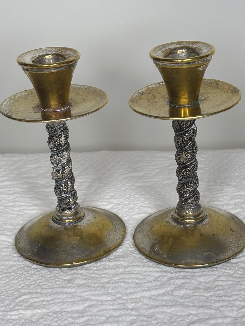 E.P.B. Made in Spain Vintage Pair of Silver-plated Brass Candlesticks